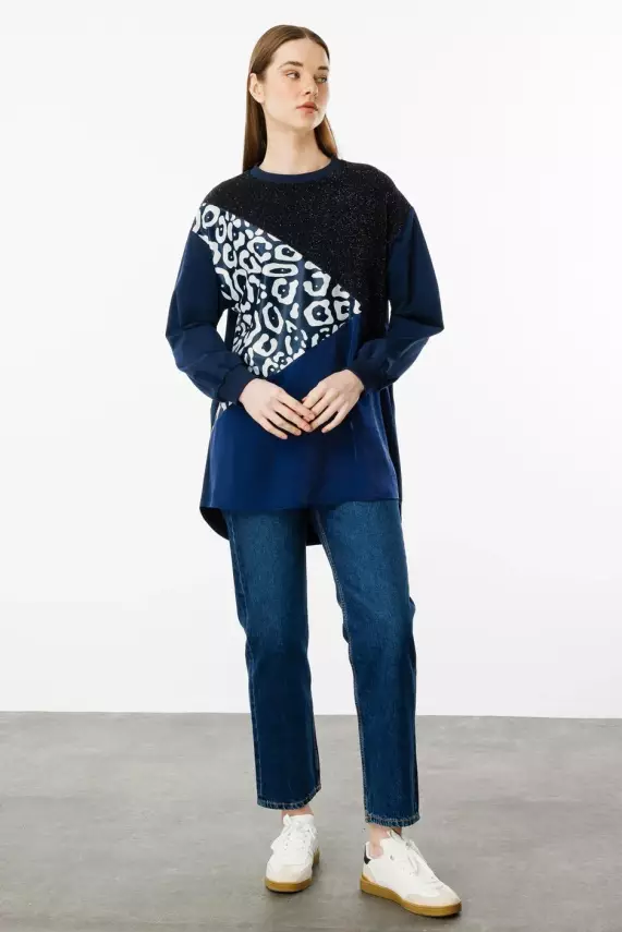 MİCCA SOHO SİMLİ DESEN TUNİK LACİVERT - 4