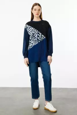 MİCCA SOHO SİMLİ DESEN TUNİK LACİVERT - 6